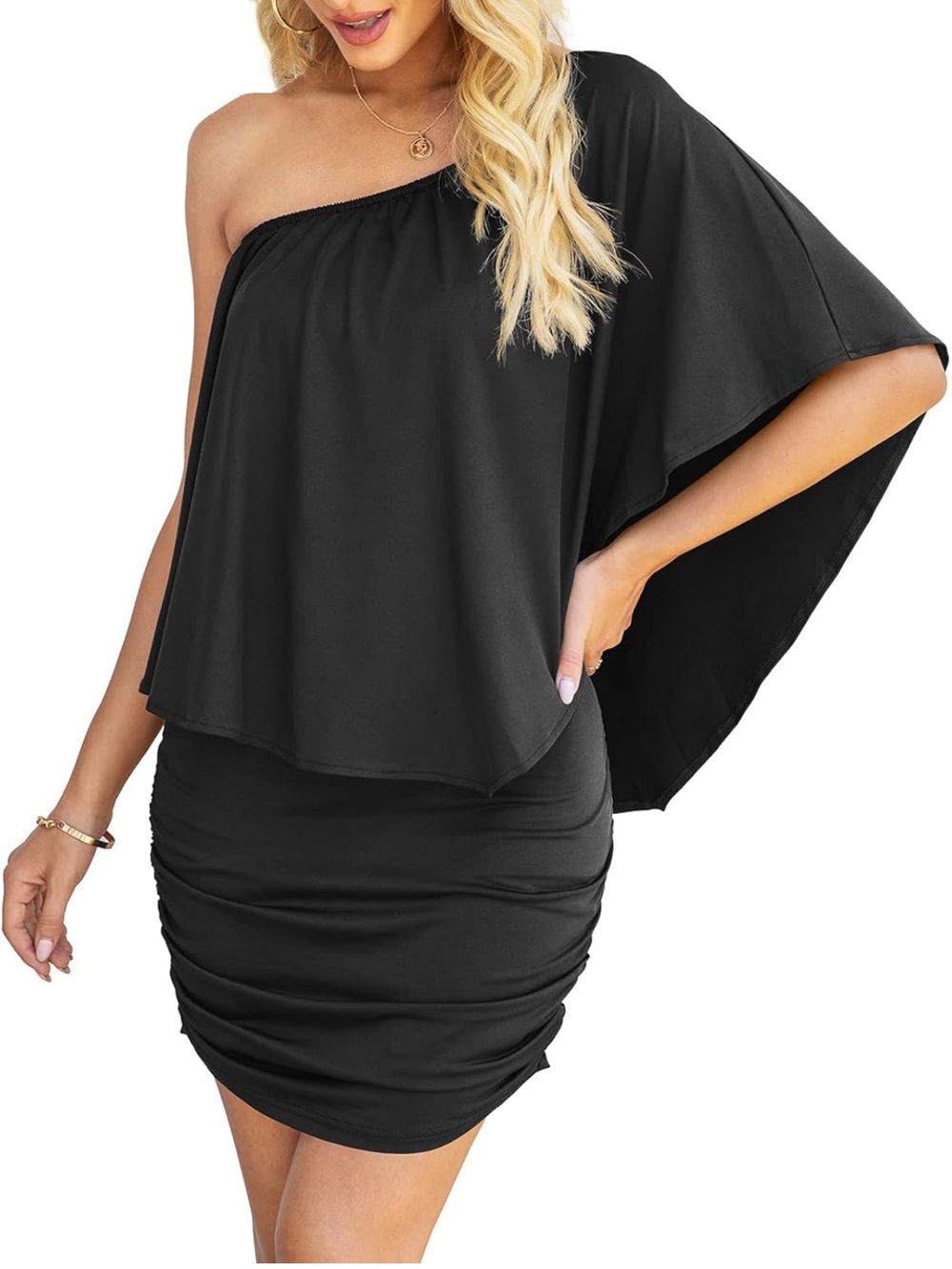 Black Ponte Knit Overlay Dress - Women - Picture 7 of 12